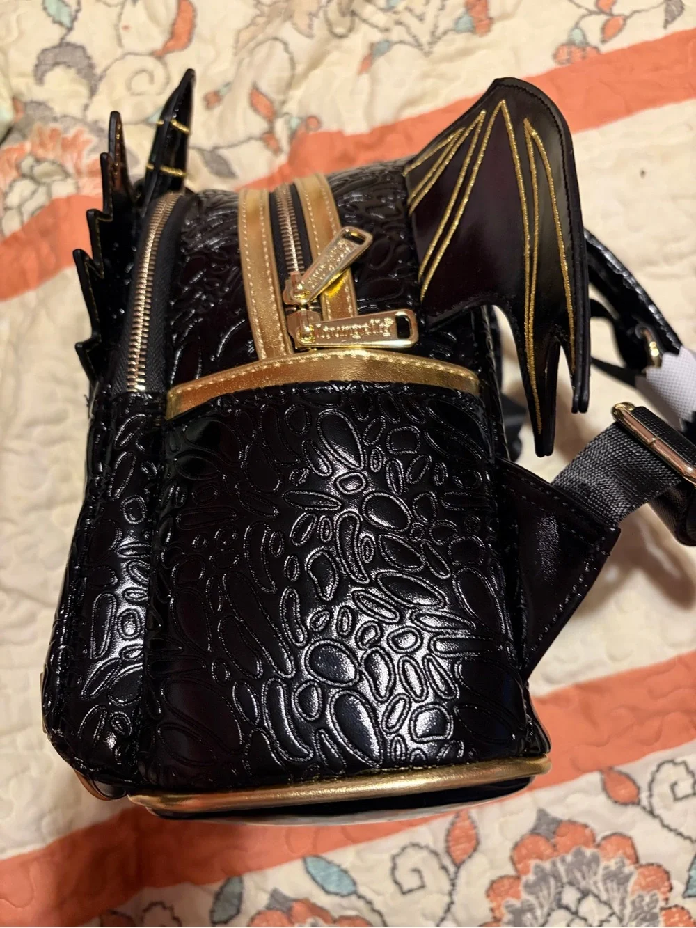 Loungefly Black and Brown Dragon Mini Backpack